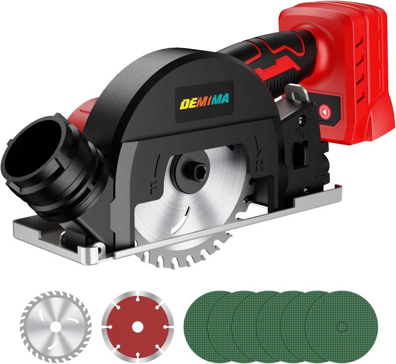 DEMIMA 4" Brushless Cordless Cut-Off Tool Compatible with Milwaukee 18V Battery, 500W mini Saw Up to 12000RPM with 6 Cut Off Wheel, 4" Blades & Base Plate for Metal, Wood, Tile and Plastic (No Battery) - Image 1